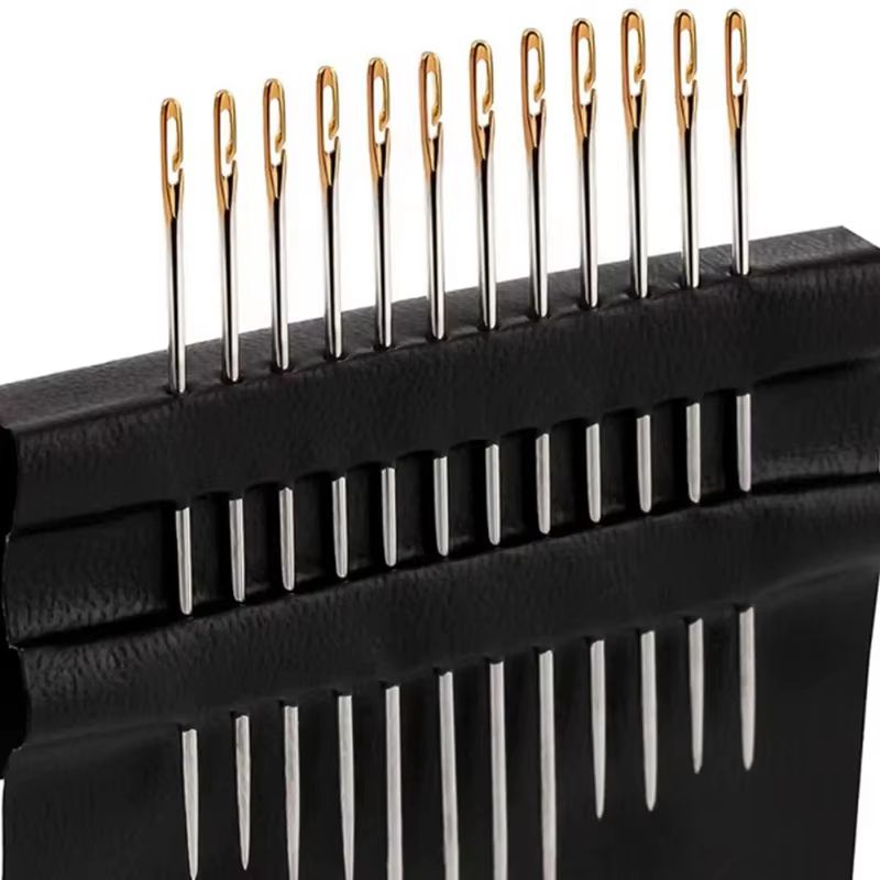 12-Piece Easy Thread Blind Sewing Needles – Stainless Steel Self-Threading Needles for Elderly & DIY Sewing Projects