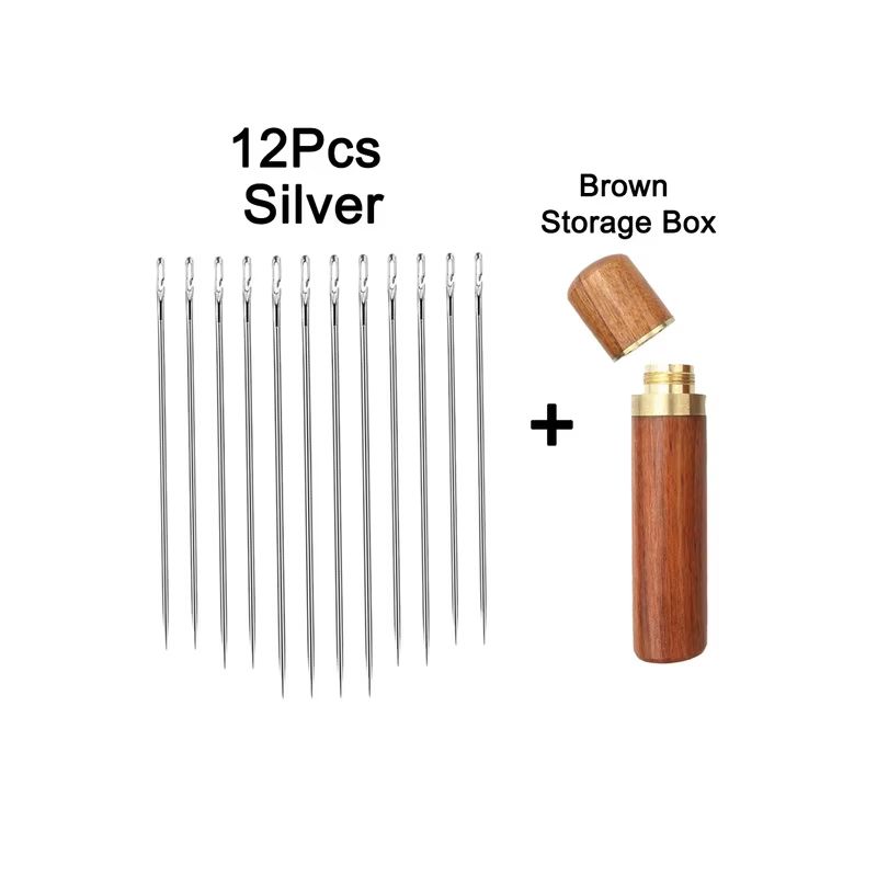 12-Piece Easy Thread Blind Sewing Needles – Stainless Steel Self-Threading Needles for Elderly & DIY Sewing Projects