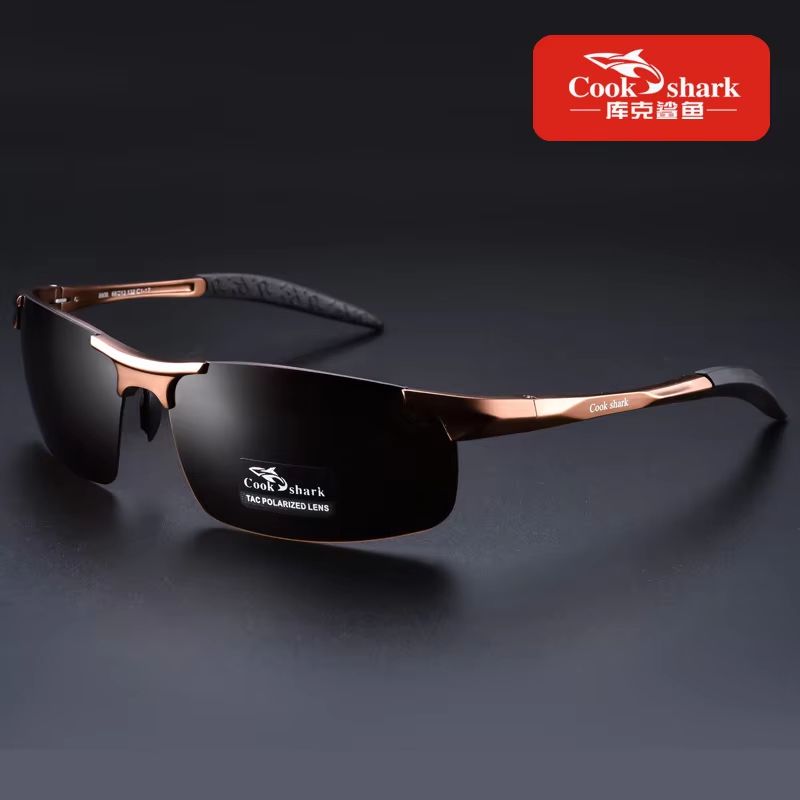 Cook Shark Aluminum Magnesium Sunglasses – Men's HD Polarized Driving Glasses with Lightweight Frame