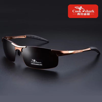 Cook Shark Aluminum Magnesium Sunglasses – Men's HD Polarized Driving Glasses with Lightweight Frame