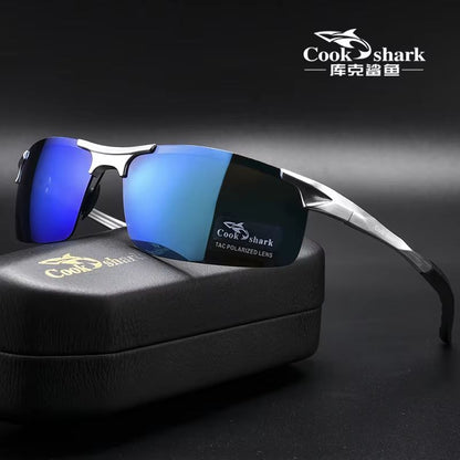 Cook Shark Aluminum Magnesium Sunglasses – Men's HD Polarized Driving Glasses with Lightweight Frame