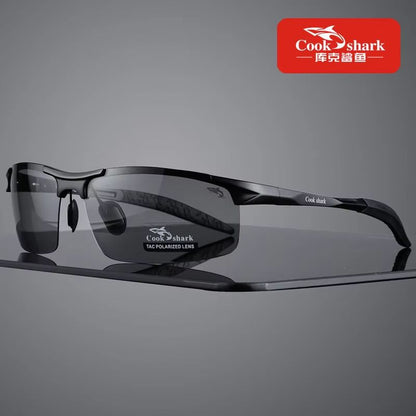 Cook Shark Aluminum Magnesium Sunglasses – Men's HD Polarized Driving Glasses with Lightweight Frame