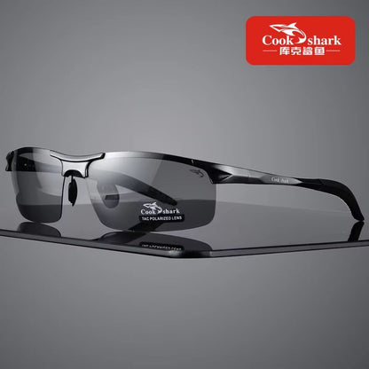 Cook Shark Aluminum Magnesium Sunglasses – Men's HD Polarized Driving Glasses with Lightweight Frame
