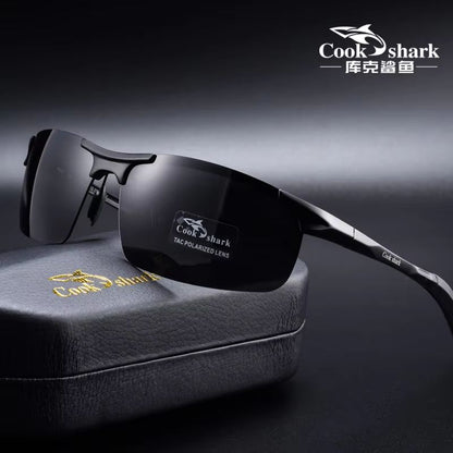 Cook Shark Aluminum Magnesium Sunglasses – Men's HD Polarized Driving Glasses with Lightweight Frame
