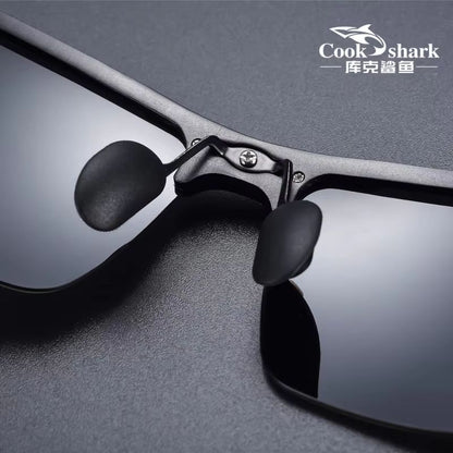 Cook Shark Aluminum Magnesium Sunglasses – Men's HD Polarized Driving Glasses with Lightweight Frame