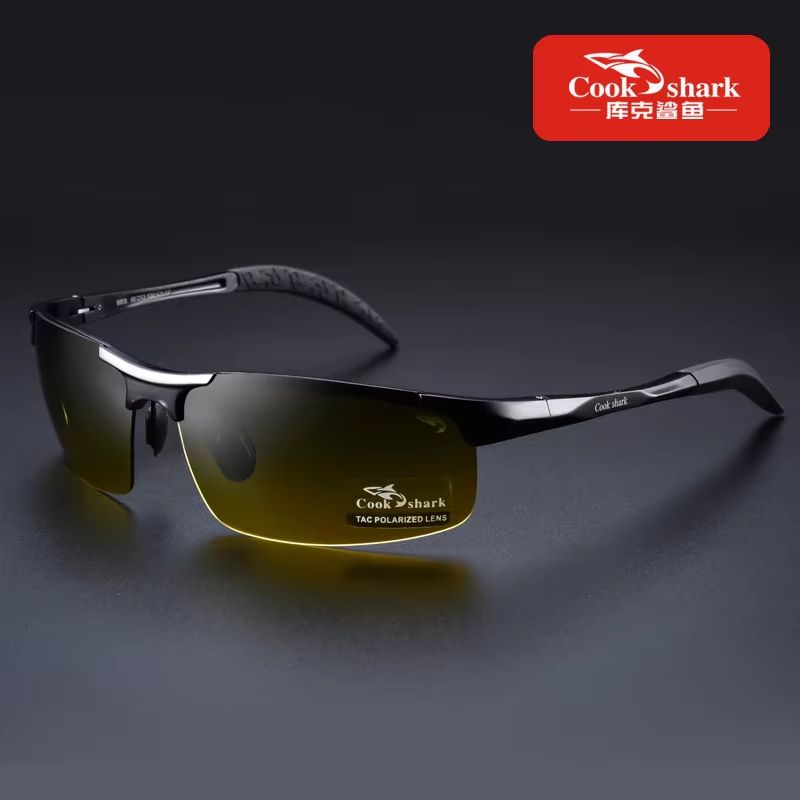 Cook Shark Aluminum Magnesium Sunglasses – Men's HD Polarized Driving Glasses with Lightweight Frame