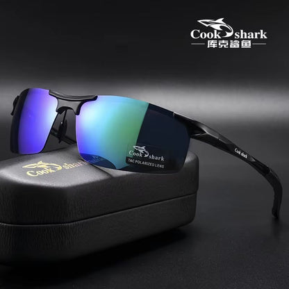 Cook Shark Aluminum Magnesium Sunglasses – Men's HD Polarized Driving Glasses with Lightweight Frame