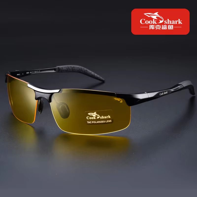 Cook Shark Aluminum Magnesium Sunglasses – Men's HD Polarized Driving Glasses with Lightweight Frame
