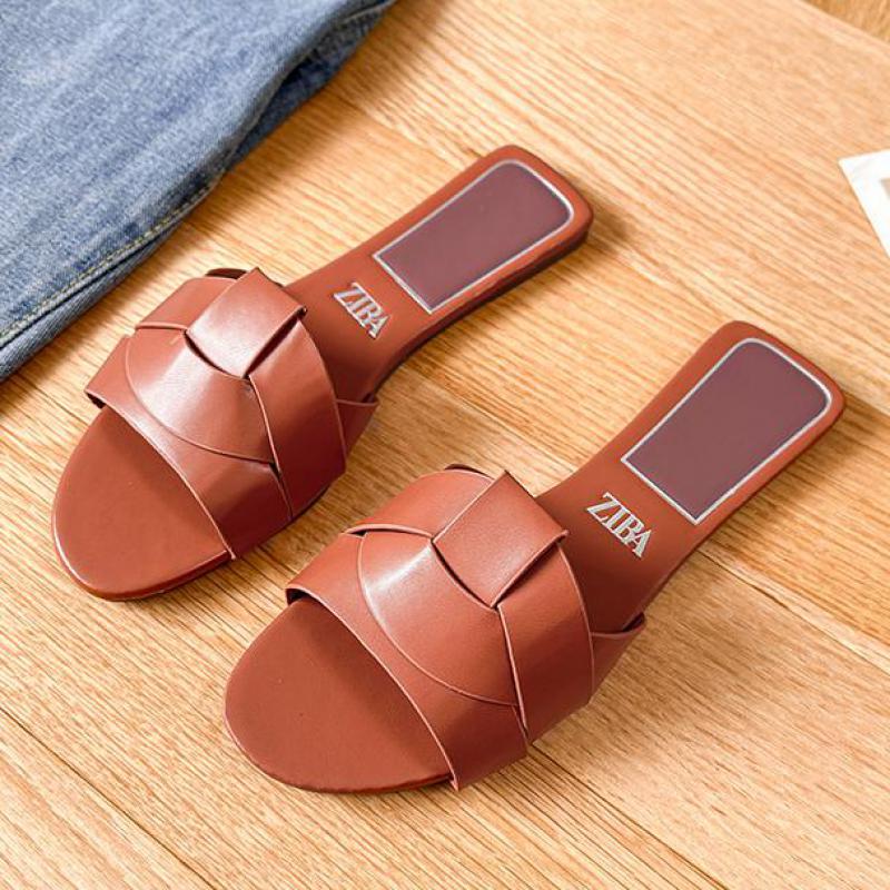 New Woven Luxury Designer Women Sandals, Summer Flat Comfortable Casual Bottom Women Slippers, Trendy Fashion