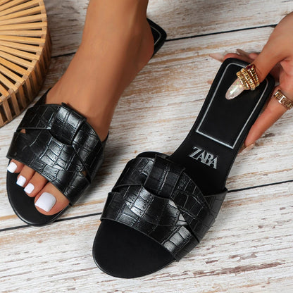 New Woven Luxury Designer Women Sandals, Summer Flat Comfortable Casual Bottom Women Slippers, Trendy Fashion