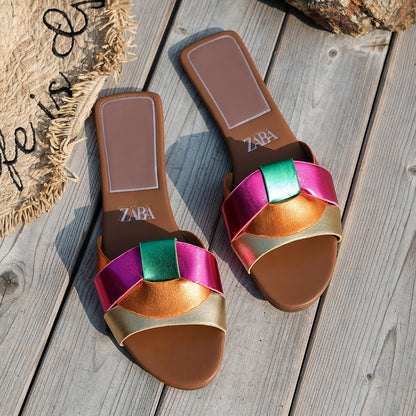 New Woven Luxury Designer Women Sandals, Summer Flat Comfortable Casual Bottom Women Slippers, Trendy Fashion