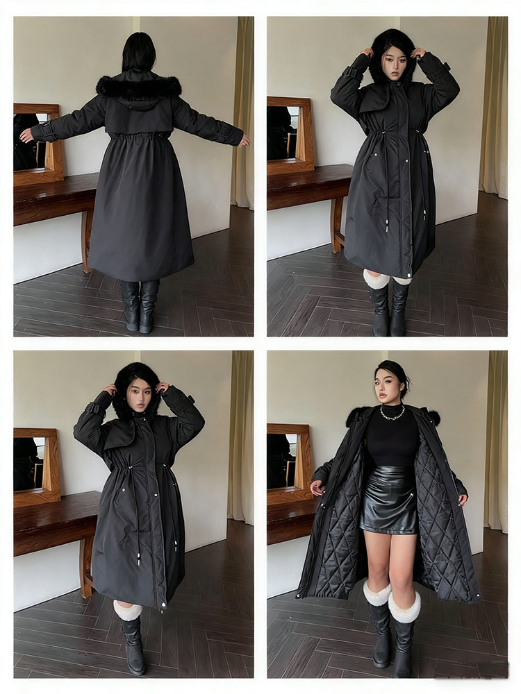 Plus Size Women Jacket, Hooded Furry Coat, Windproof Thickened Warm Fashion, Plush Cotton Clothes