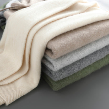 Mens Merino Wool Sweater, Thick Hooded Pullover, Soft Knitwear for Autumn Winter, Casual Comfort Wool Clothing Top