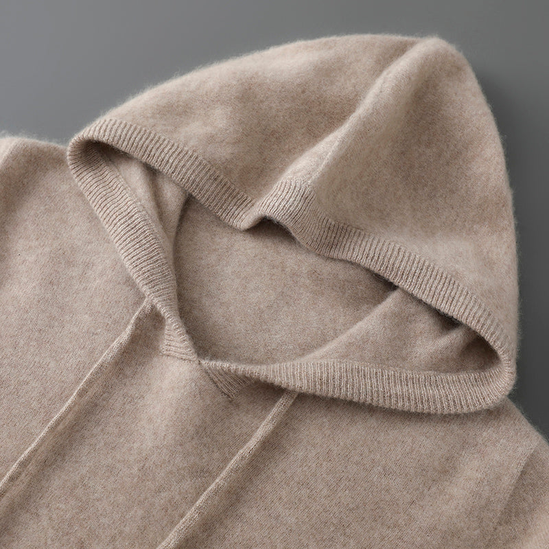 Mens Merino Wool Sweater, Thick Hooded Pullover, Soft Knitwear for Autumn Winter, Casual Comfort Wool Clothing Top