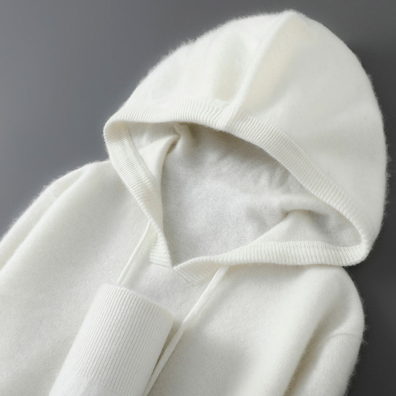 Mens Merino Wool Sweater, Thick Hooded Pullover, Soft Knitwear for Autumn Winter, Casual Comfort Wool Clothing Top