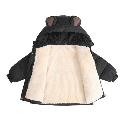 Thicken Warm Winter Coat for Kids 2-8 Years, Plush Thick Jacket, Boys Girls Cold Weather Outerwear