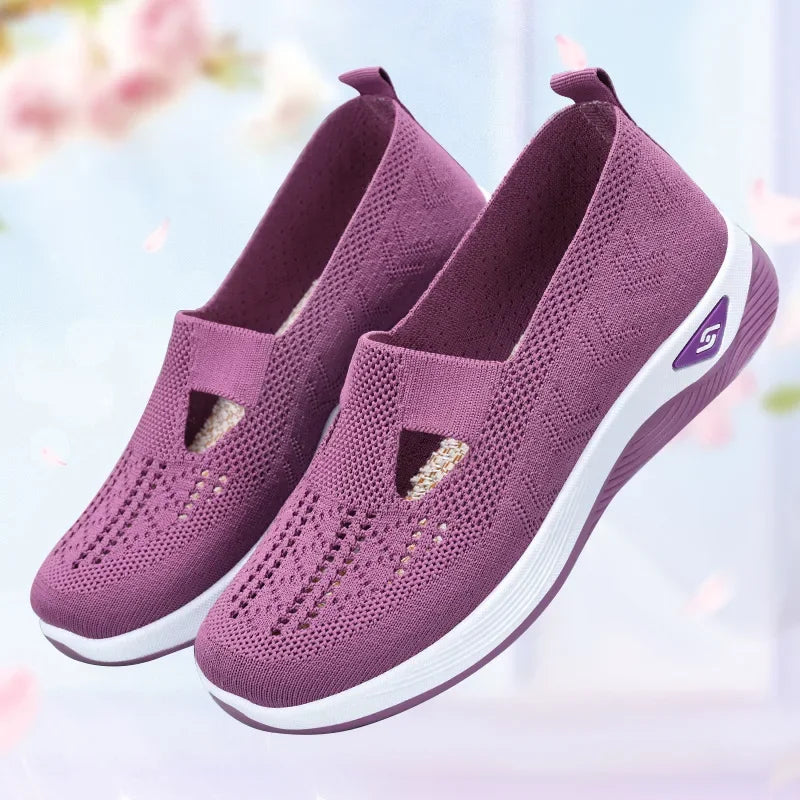 Casual Sneakers Womens Shoes Summer, Breathable Lightweight Slip On Walking Shoes, Flat Sports Outdoor Comfort Footwear