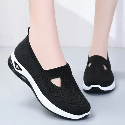 Casual Sneakers Womens Shoes Summer, Breathable Lightweight Slip On Walking Shoes, Flat Sports Outdoor Comfort Footwear
