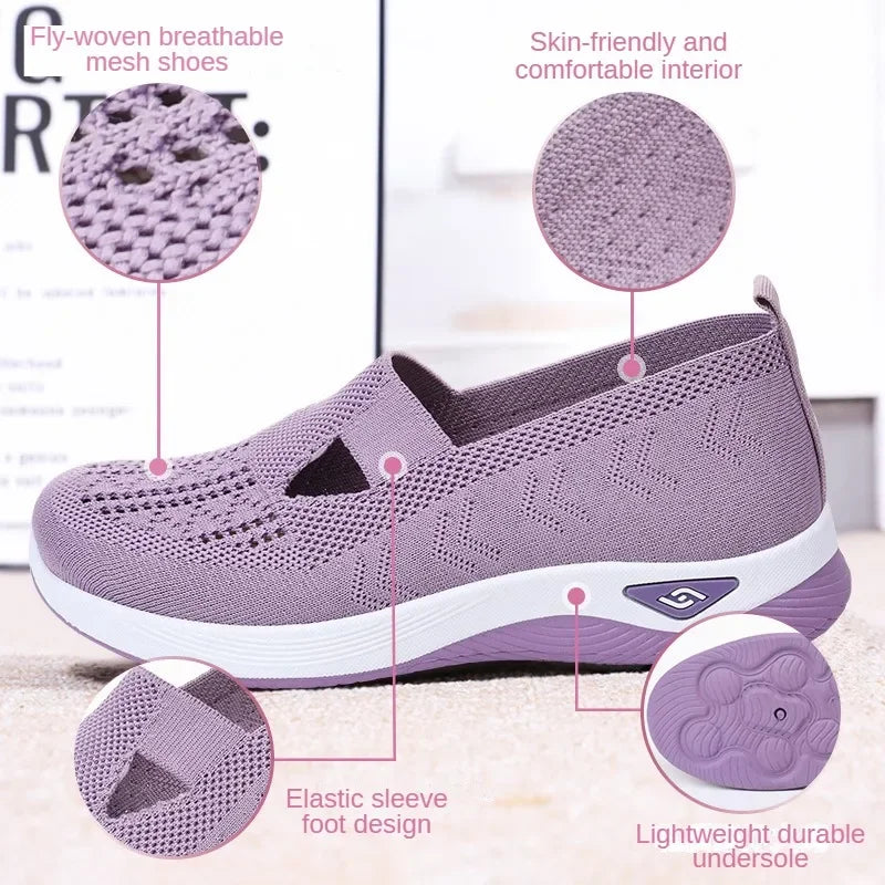 Casual Sneakers Womens Shoes Summer, Breathable Lightweight Slip On Walking Shoes, Flat Sports Outdoor Comfort Footwear