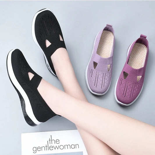 Casual Sneakers Womens Shoes Summer, Breathable Lightweight Slip On Walking Shoes, Flat Sports Outdoor Comfort Footwear