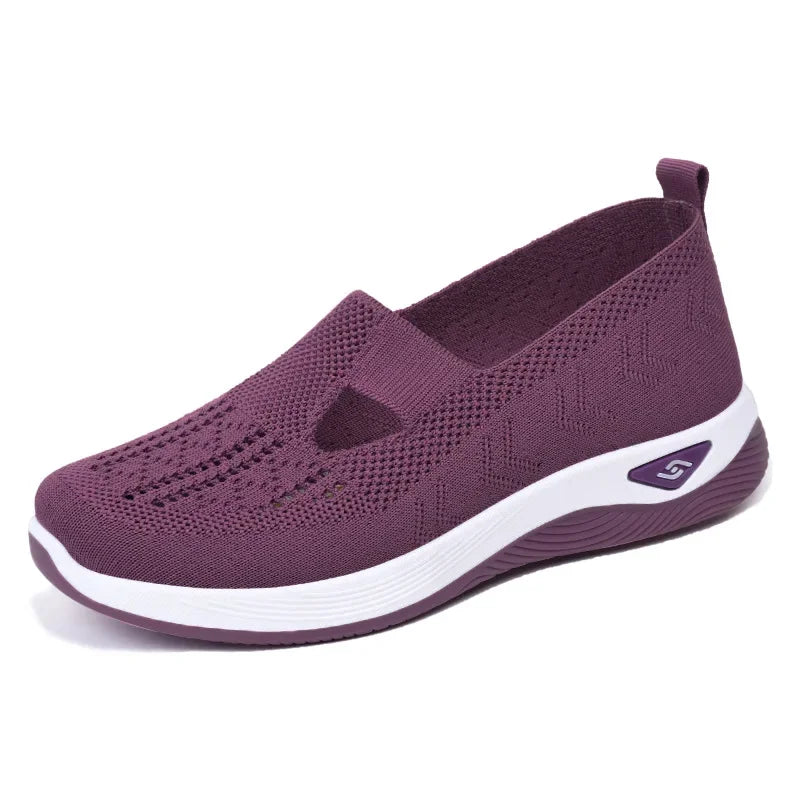 Casual Sneakers Womens Shoes Summer, Breathable Lightweight Slip On Walking Shoes, Flat Sports Outdoor Comfort Footwear