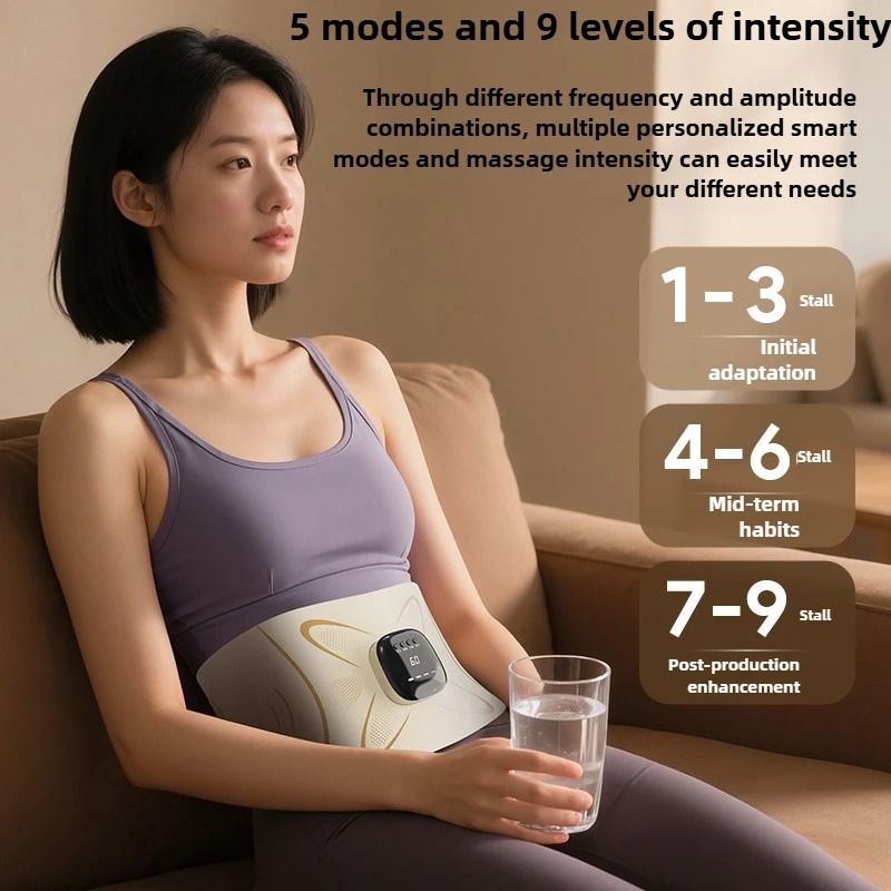 EMS Abdominal Massager Belt with Heating and Micro-Current Therapy