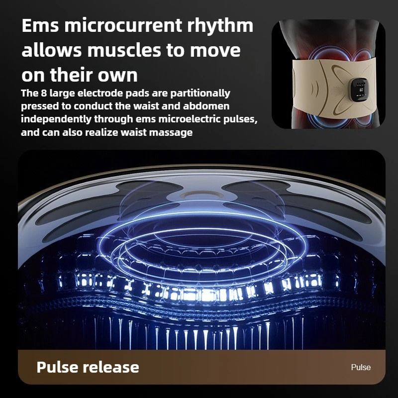 EMS Abdominal Massager Belt with Heating and Micro-Current Therapy