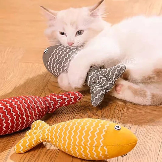 Cat Plush Simulation Fish Toy with Catnip