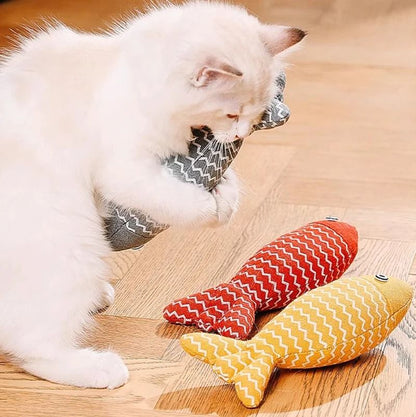 Cat Plush Simulation Fish Toy with Catnip