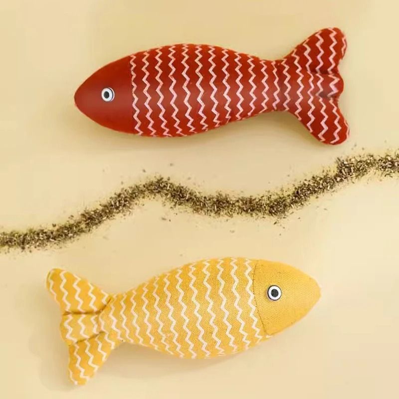 Cat Plush Simulation Fish Toy with Catnip