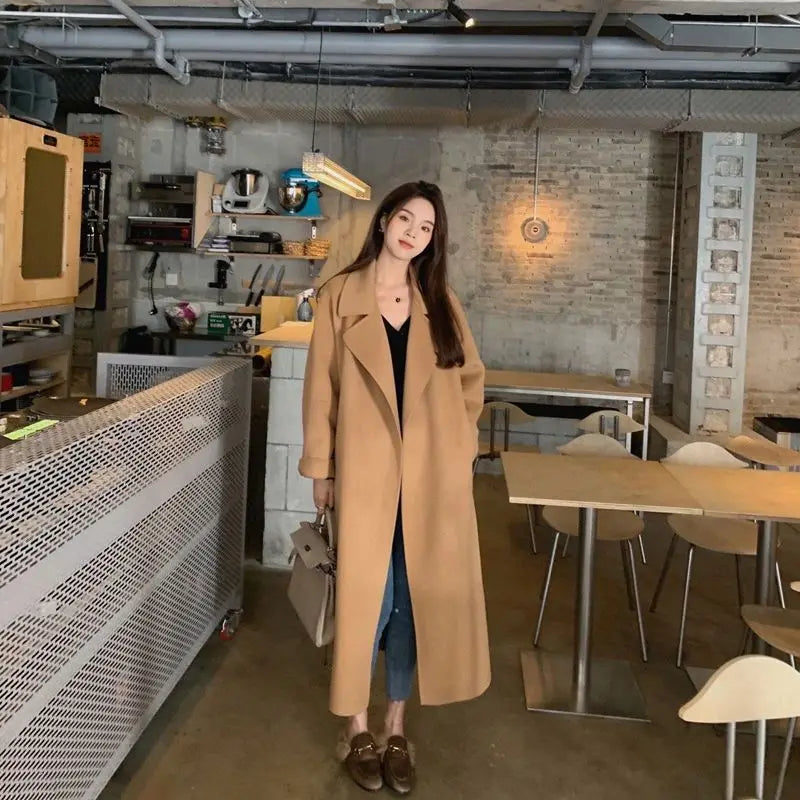 Versatile Women's Woolen Coat, Plus Size Tweed Outerwear, Medium Length Autumn Winter Fashion, New Hot Sale