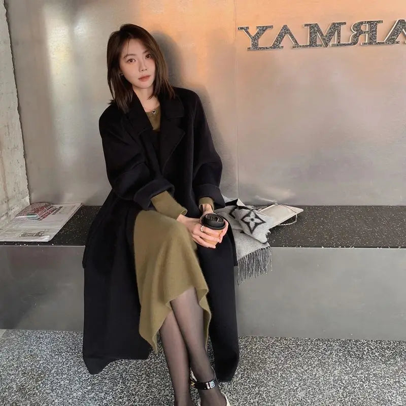 Versatile Women's Woolen Coat, Plus Size Tweed Outerwear, Medium Length Autumn Winter Fashion, New Hot Sale