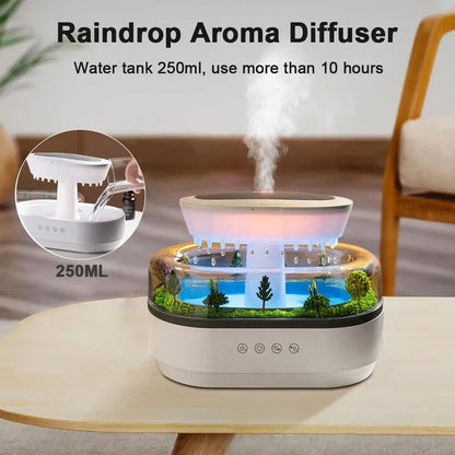 Raindrop Essential Oil Diffuser and Humidifier with Night Light and White Noise