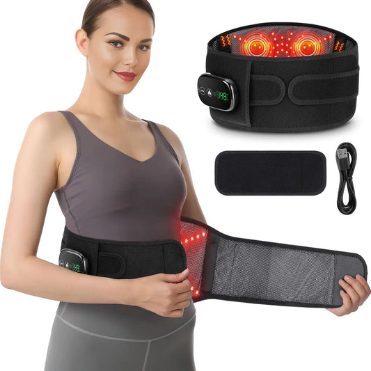Cordless Heated Massage Pad Belt with Red Light Therapy