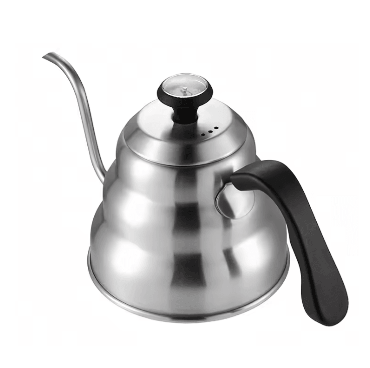 Stainless Steel Pour Over Coffee Pot with Thermometer and Long Neck Design