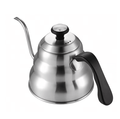 Stainless Steel Pour Over Coffee Pot with Thermometer and Long Neck Design