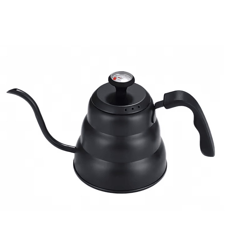 Stainless Steel Pour Over Coffee Pot with Thermometer and Long Neck Design