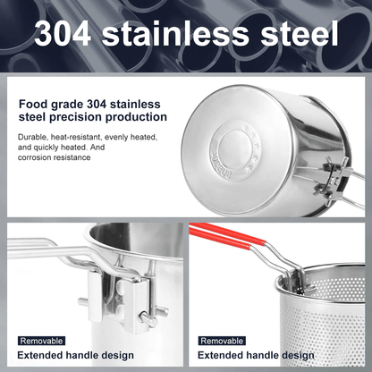 Stainless Steel Deep Fryer Pot with Basket for Home Cooking and Frying