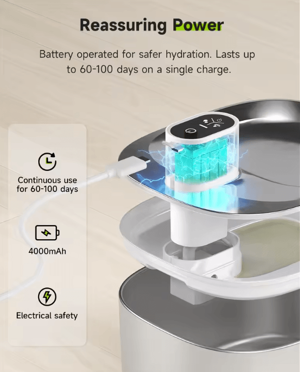 Wireless Cat Water Fountain 4L Automatic Pet Drinking Dispenser with Sensor