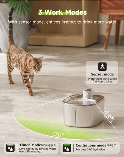 Wireless Cat Water Fountain 4L Automatic Pet Drinking Dispenser with Sensor