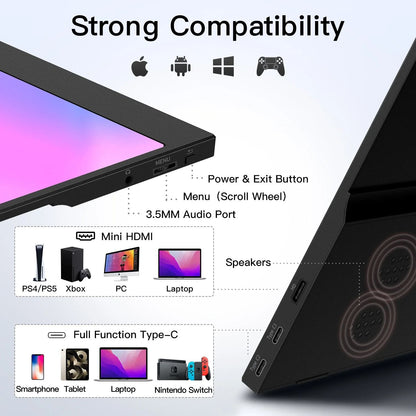15.6 Inch Portable Monitor with HDR USB C and HDMI Connectivity
