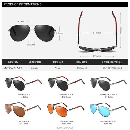 Aviation Polarized Aluminum Sunglasses for Driving & Outdoor Use