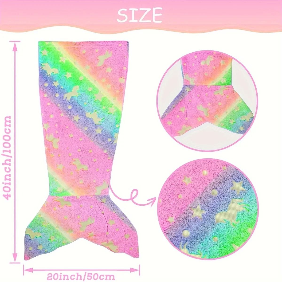 Glow in the Dark Mermaid Tail Blanket for Girls – Super Soft Flannel