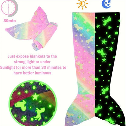 Glow in the Dark Mermaid Tail Blanket for Girls – Super Soft Flannel