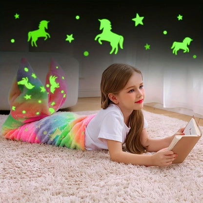 Glow in the Dark Mermaid Tail Blanket for Girls – Super Soft Flannel