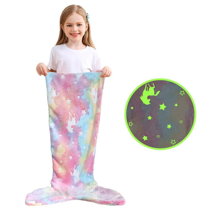 Glow in the Dark Mermaid Tail Blanket for Girls – Super Soft Flannel