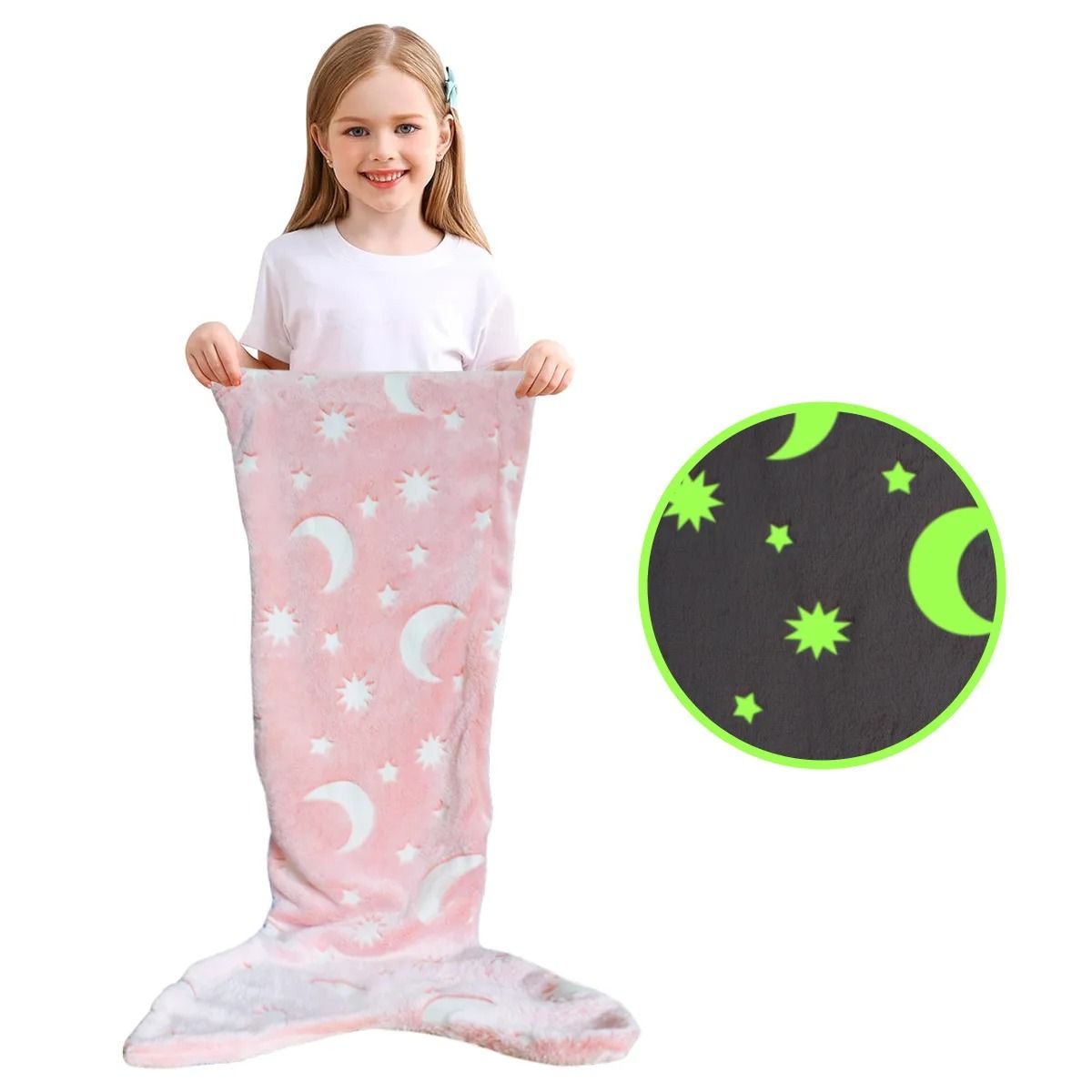 Glow in the Dark Mermaid Tail Blanket for Girls – Super Soft Flannel
