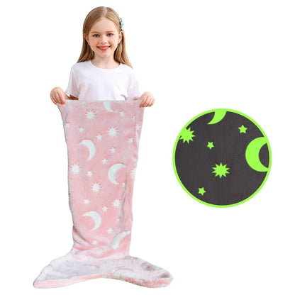 Glow in the Dark Mermaid Tail Blanket for Girls – Super Soft Flannel