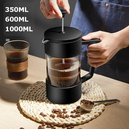 French Press Coffee Maker with Borosilicate Glass and Stainless Steel Filter