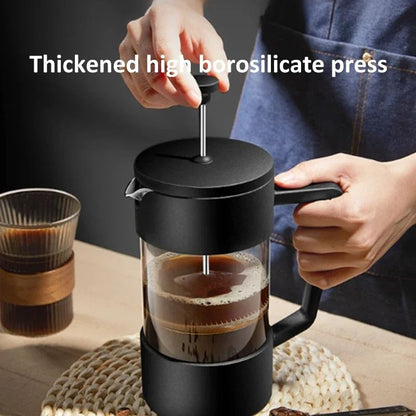 French Press Coffee Maker with Borosilicate Glass and Stainless Steel Filter